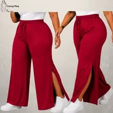 Calça Fler Plus Size Feminina Social Cintura Alta Com Fenda