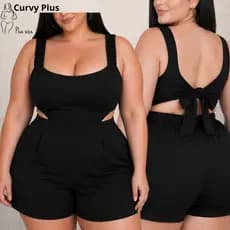 Macaquinho Plus Size Feminino Soltinho Curto Elegante Luxo 46 ao 56