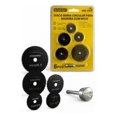 Kit 6 Pcs 5 Disco Corte Serra Circular + Hastes Madeira Dremel Micro Retifica Completo Ferramentas