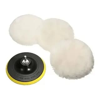 Kit Polimento 3 Boina lã + Suporte M14 115mm Limpeza Carro Vidro