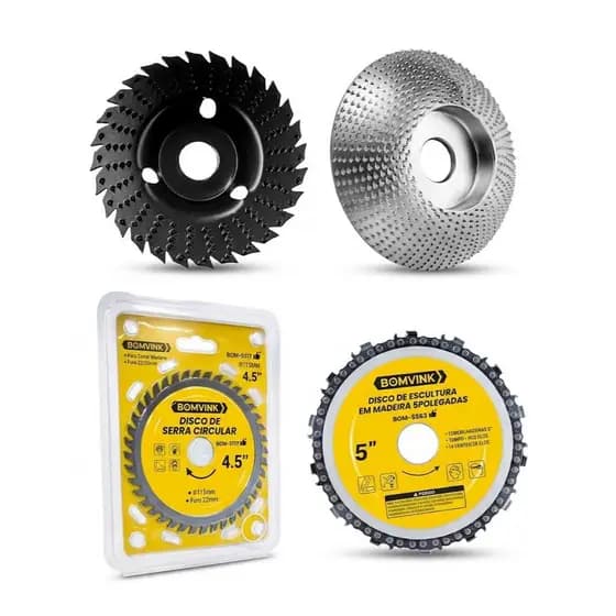 Kit Rebolo Bisel + Disco Moedor + Serra Circular + Disco Corrente Motoserra