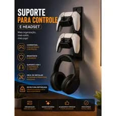 Suporte De Parede para Controles + Headset Ps3 Ps4 Ps5 Xbox