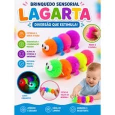Brinquedo Infantil Lagarta com Led De Apertar E Esticar Colorida
