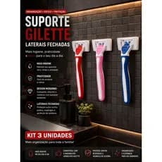 3 Suportes de Gilete para Banheiro Porta Barbeador Parede Adesivo Sem Furar Box