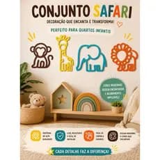Conjunto Decoração de Parede Safari Quarto Infantil