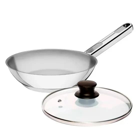 Frigideira Tramontina Allegra 20cm Aço Inox Indução e Tampa