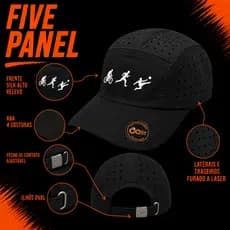 Boné Five Panel Ciclista Respirável Furadinho a Laser Leve Aba Curva Ajustável Boné Masculino Boné Feminino Casual Premi