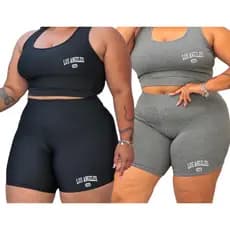 Conjunto top e Shorts Plus size feminino fitness