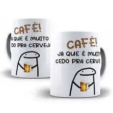 Caneca Porcelana Flork Meme Café Já Que É Muito Cedo Para Cerveja Personalizada 325ml