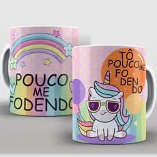 Caneca de Porcelana Personalizada Unicórnio Malcriado pouco me fodendo 325ml