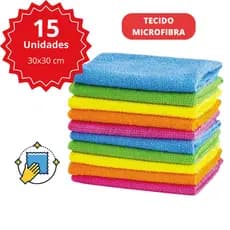Kit 9/12/15 Flanela Pano Limpeza Microfibra 30x30cm Multiuso Limpa Vidro Pia Móveis Carro