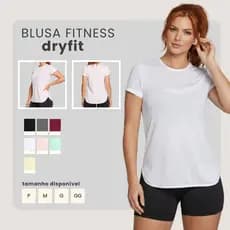 Blusa Feminina Fitness Dry Fit Manga Curta Respirável Tapa Bumbum P ao GG