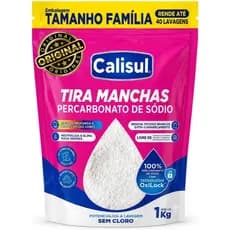 Percarbonato de Sódio - Calisul 1KG/2KG – Tira Manchas Roupas Brancas e Coloridas, Alvejante sem Cloro, Remove Gordura