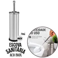 Escova Sanitária Em Aço Inox Premium Com Suporte Banheiro Moderna Limpeza Eficaz E Sofisticada