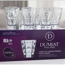 Jogo 6 Copos Diamond/ Gama 300ml Vidro Grosso Transparente Transparente
