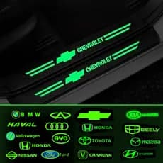 Conjunto de 4 peças de tiras anti-colisão para bordas de portas de carro, tiras decorativas luminosas anti-riscos