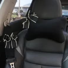 Moda Bowknot Universal Assento De Carro Encosto De Cabeça Pescoço Travesseiro Auto Cintura Suporte Suprimentos Cinto De