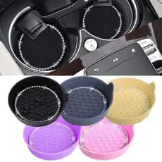 2 Pçs Diamante Carro Coaster Copo De Água Garrafa Titular Anti-Deslizamento Almofada Esteira Sílica Gel À Prova Dwaterpr