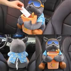 2 Em 1 Caixa De Tecido Do Carro Boneca Dos Desenhos Animados Lata De Lixo Cão Macaco Coelho Curto Pelúcia Titular Acessó