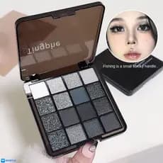 Paleta de Sombras de Longa Duração TINGPHE, Paleta de Sombras com Texturas Variadas, Paleta de Sombras Preta em
