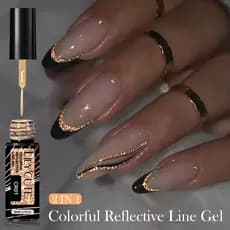 LILYCUTE 5ml Gold Diamente Esmalte em Gel Reflexivo Glitter Liner Superflash Spark Linha De Puxar Estilo Francês Pintura Grafite De Unha