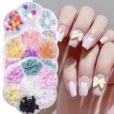 Auroras 3D Nail Rhinestone Butterfly Bowknot Geléia De Unhas Decoração 7Grids