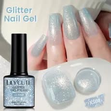LILYCUTE 7ml Aurora Blue Nail Gel 8 Cores De Brilho Fino Design De Art