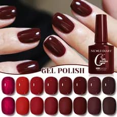 NICOLE Diário Esmalte Em Gel Vermelho Vinho UV LED Base Top Coat 10ML
