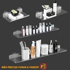 Prateleira de Acrílico Organizador de Parede Adesiva Multifuncional
