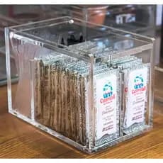 porta sache de açucar adoçante pazinha com articulada de acrilico buffet cantinho do café móvel
