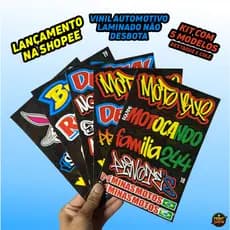 Kit 5 Cartelas Adesivos Vinil Laminado 22x15cm à Prova D’Água, Não Desbota e Alto Brilho Moto Carro Bike Capacete