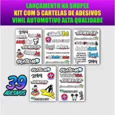Kit 5 Cartelas GRANDE Adesivos Vinil AUTOMOTIVO 26X19 à Prova D’Água Não Desbota e Alto Brilho Moto Carro Bike Capacete