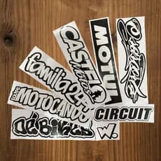 KIT 8 ADESIVOS PRETO E BRANCO RECORTADO LAMINADO ALTO BRILHO FAMILIA 244 MOTOCANDO DÉBIKES CASTELO MOTOS MOTUL OSASCORTE