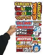 Super Cartela 23 Adesivos Laminados Premium Não desbota, não arranha – Plotar e Adesivar Capacete, Moto, Carro, bike