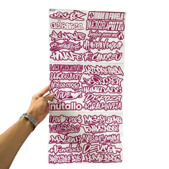 Super Cartela 30 Adesivos Laminados Premium de BH Roxo e Branco – Plotar e Adesivar Capacete, Moto, Carro, bike