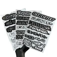 Kit 3 Cartelas Adesivos Vinil Laminado Preto e Branco 30x20cm à Prova D’Água, Não Desbota e Alto Brilho Moto Bike
