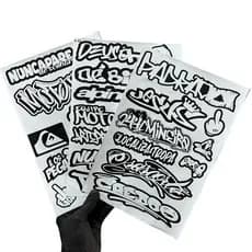 Kit 3 Cartelas Adesivos Vinil Laminado Preto e Branco 30x20cm à Prova D’Água, Não Desbota e Alto Brilho Moto Bike