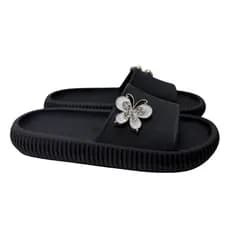 Chinelo Nuvem Infantil Adulto Menina Preto Confortável Leve Slide Juvenil Com Pingente