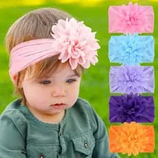 Acessórios Para Cabelo Elástico Bebês Crianças Lenço De Cabeça Chiffon Flower De Nylon Macio