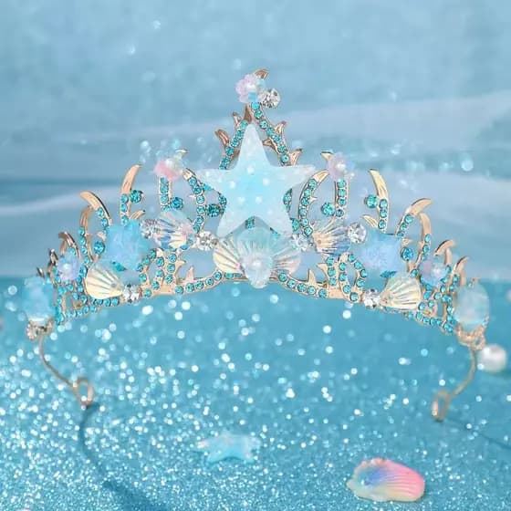Sereia Princesa Coroa Headpiece Acessório De Cabelo Das Crianças Meninas Desempenho Vestido De Noite Presente Aniversári