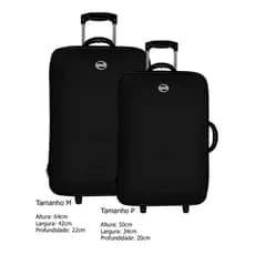 conjunto 2 mala de viagem media 23kg e pequenha 10kg bordo medidas padrão anac