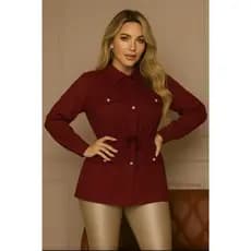 Sobretudo Feminina Modelo Parka Manga Longa Com Detalhes Em Bolso E Botão Outono Inverno Delicada E Estilosa