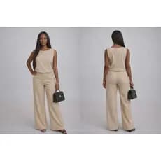 Conjunto Alfaiataria Feminino Elegância Atemporal | Pantalona Fluida com Bolso + Regata