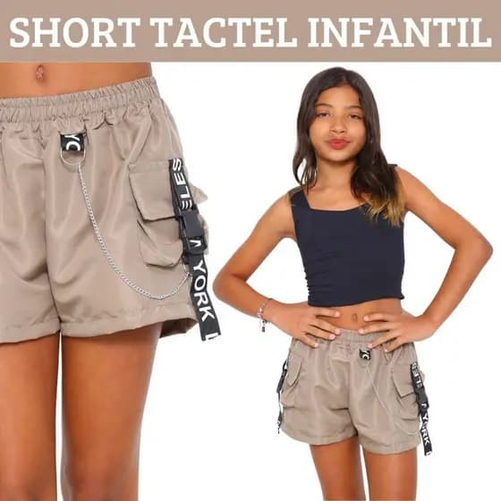 Short Feminino Infantil Para Meninas Estilosas Tecido Tactel Tamanhos 10 12 14 Bermuda Feminina Moda Infantil