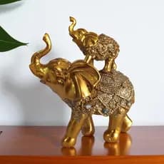 Elefante Decorativo Mãe e Filho em Resina Indiano Sabedoria União Sorte