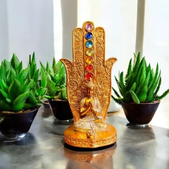 Incensário 7 Chakras Porta Incensos Vertical em Resina Incenso Vareta Buda Ganesha Hamsa