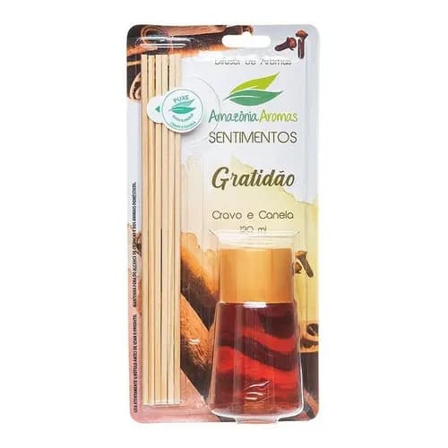 Difusor de Varetas Premium Luxo Blister Amazonia Aromas 120ml Cravo E Canela