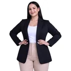 Blazer Feminino Social Alfaiataria Acinturado Sobretudo Longo Gola Dupla
