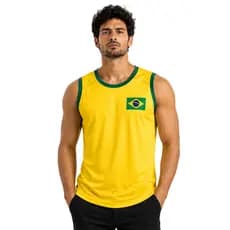 Regata Masculina Do Brasil Camisa Dry Fit Adulto Slim Fit Seleção