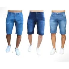 Bermuda Jeans lisa rasgada Masculina Lycra Direta da Fabrica envio 24 hrs